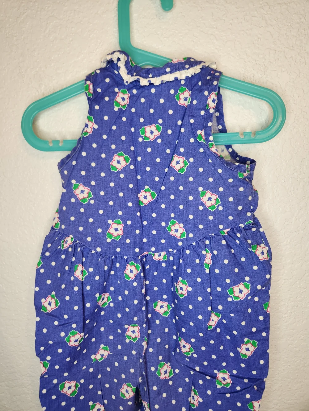 Vintage OshKosh B’gosh Girls 18m Floral Romper 90s USA Purple FloralPolka dot